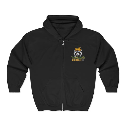 Podcast Themed Full Zip Hooded Sweatshirt, Cozy Hoodie for Podcast Fans, Unisex Casual Wear, Great Gift, Perfect for Events